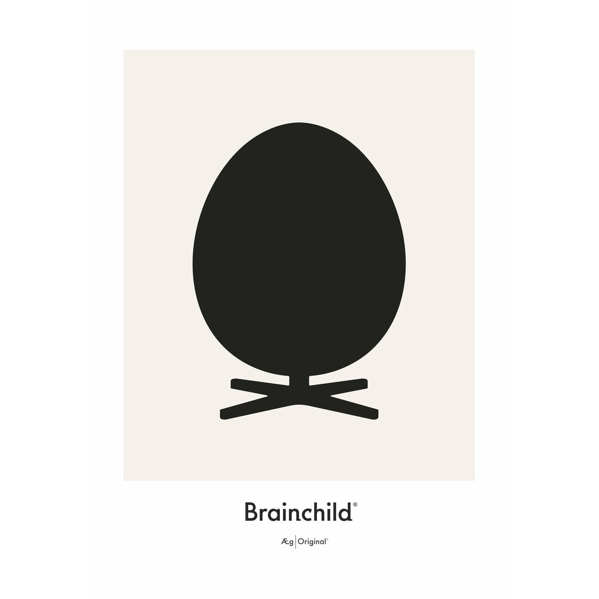 Brainchild Egg Design Icon Poster Without Frame 30 X40 Cm, Grey