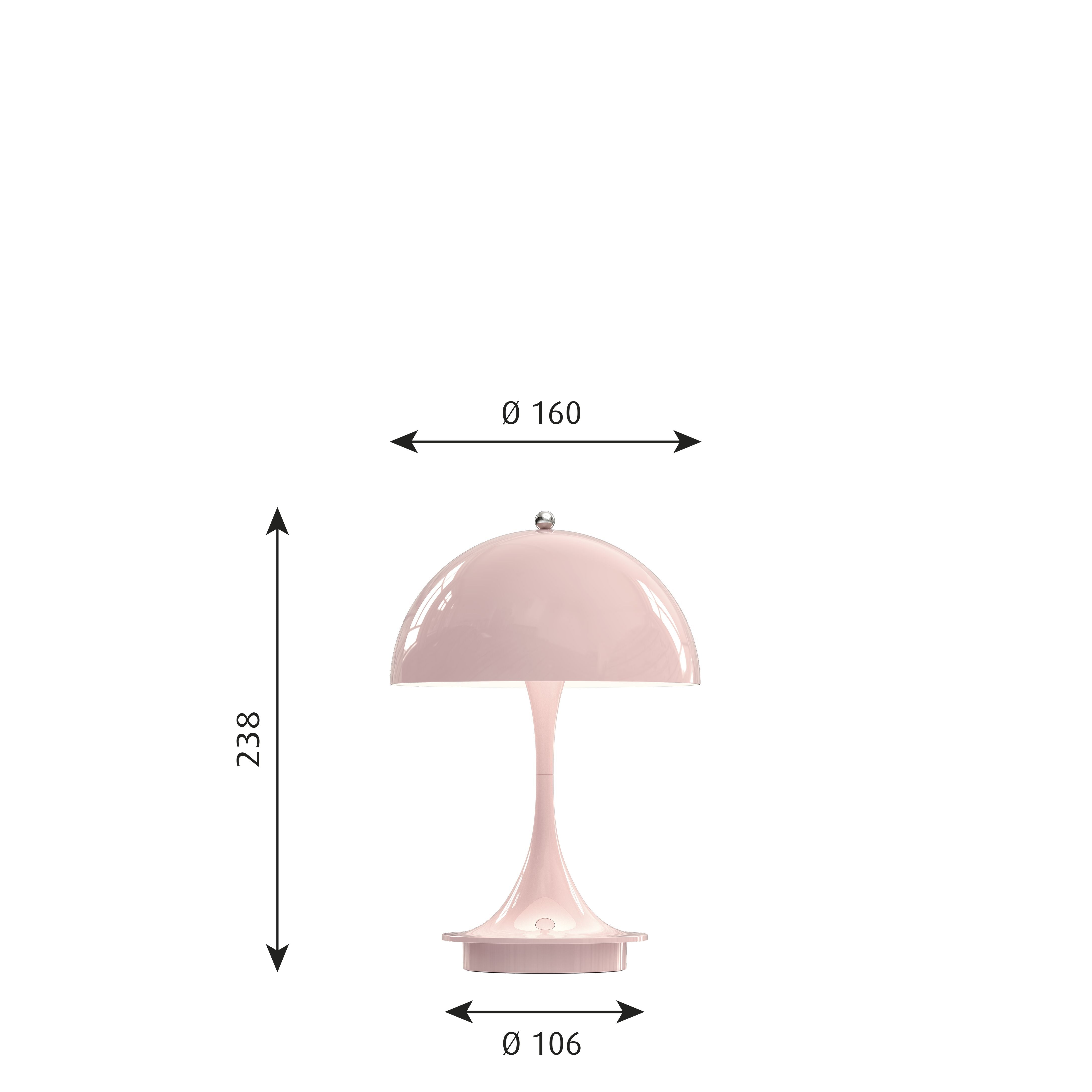Louis Poulsen Panthella 160 Portable Table Lamp Led 27 K V2, Pale Rose