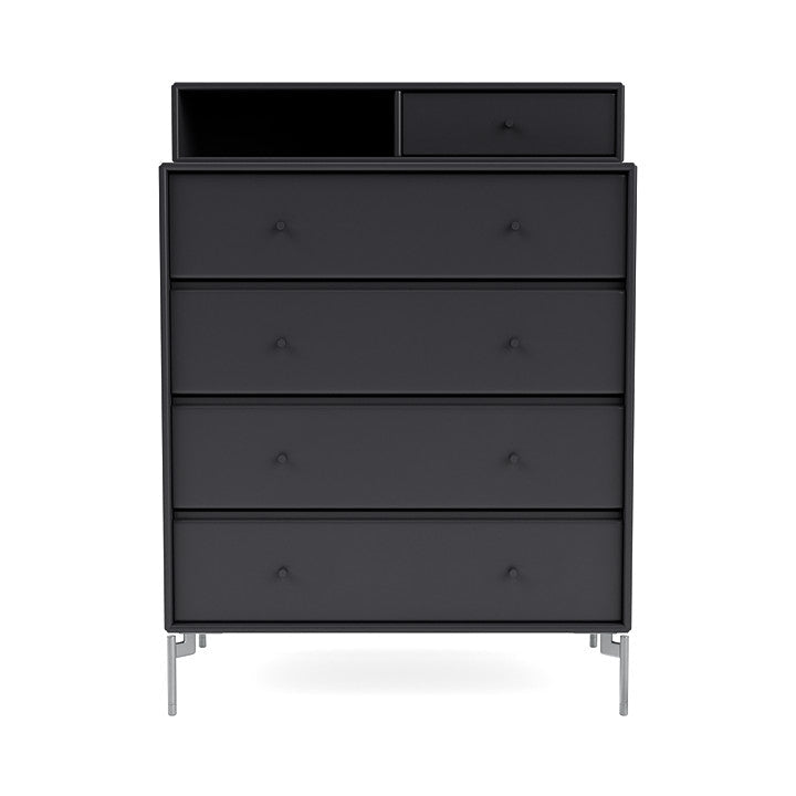 Montana Keep Chest Of Drawers With Legs, Anthracite/Matt Chrome