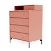 Montana Keep Chest Of Drawers With Legs, Rhubarb/Black
