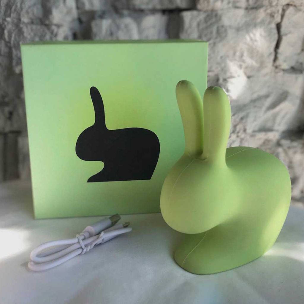 Qeeboo Rabbit Mini Portable Charger, Green