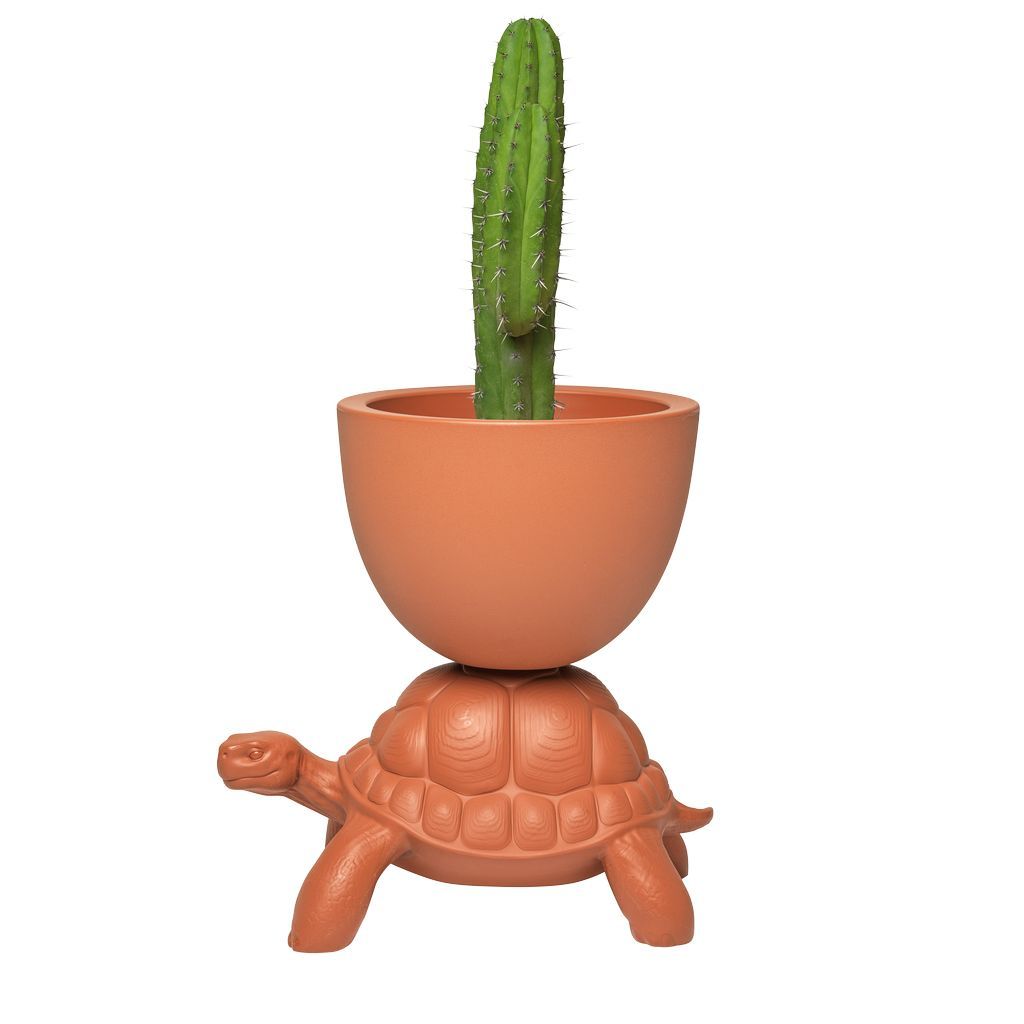 Qeeboo Turtle Carry Flowerpot And Champagne Cooler, Terracotta