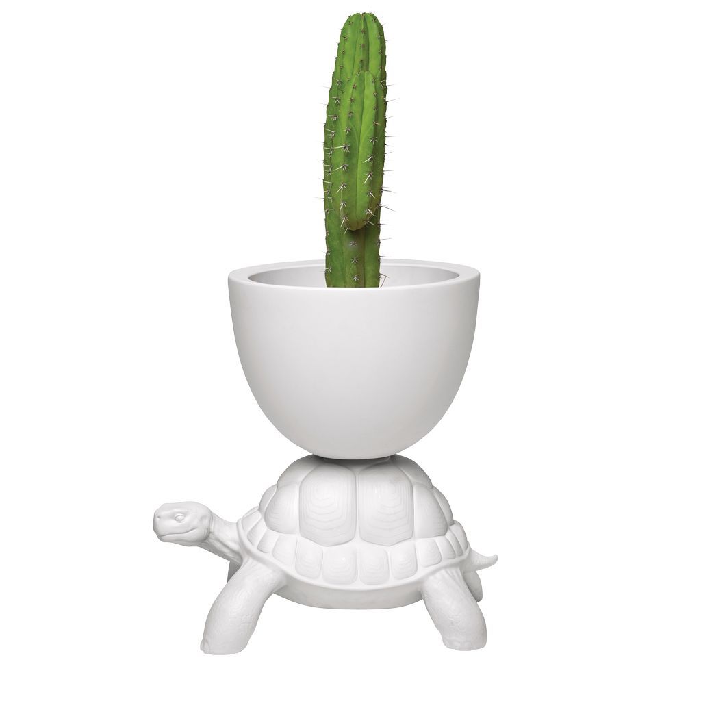 Qeeboo Turtle Carry Flowerpot And Champagne Cooler, White