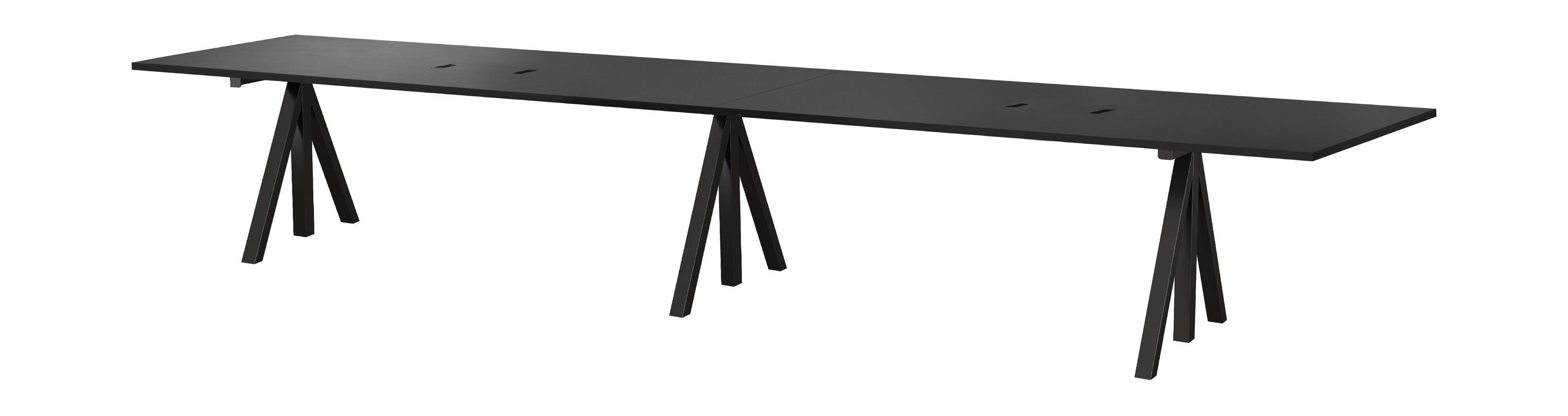 String Furniture Height Adjustable Conference Table 90x180 Cm, Black/Black