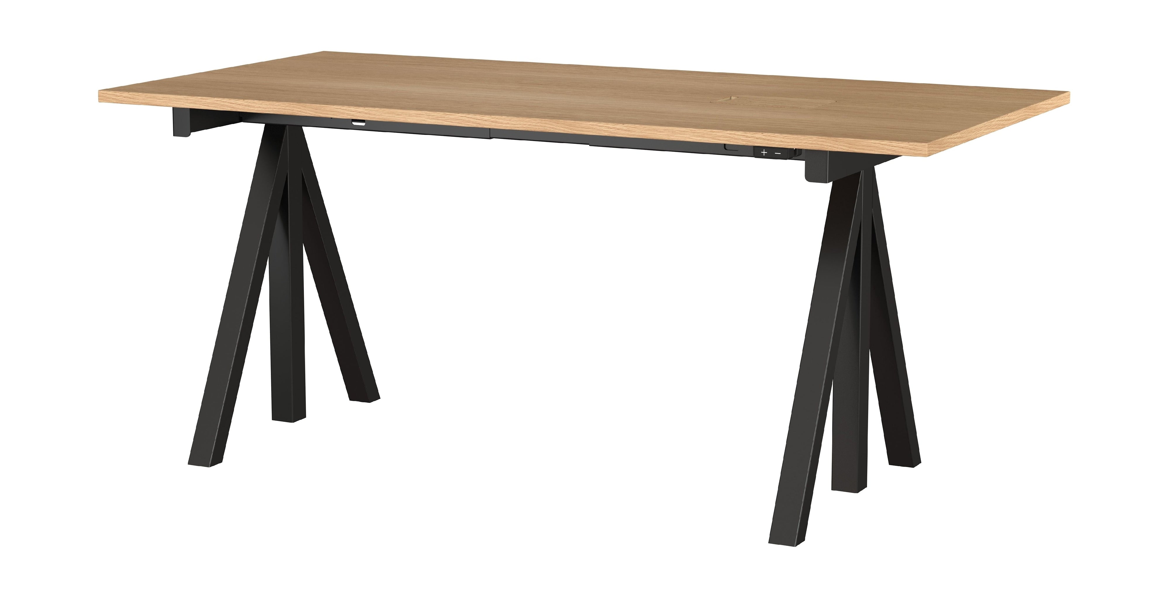 String Furniture Height Adjustable Work Table 78x160 Cm, Oak/Black