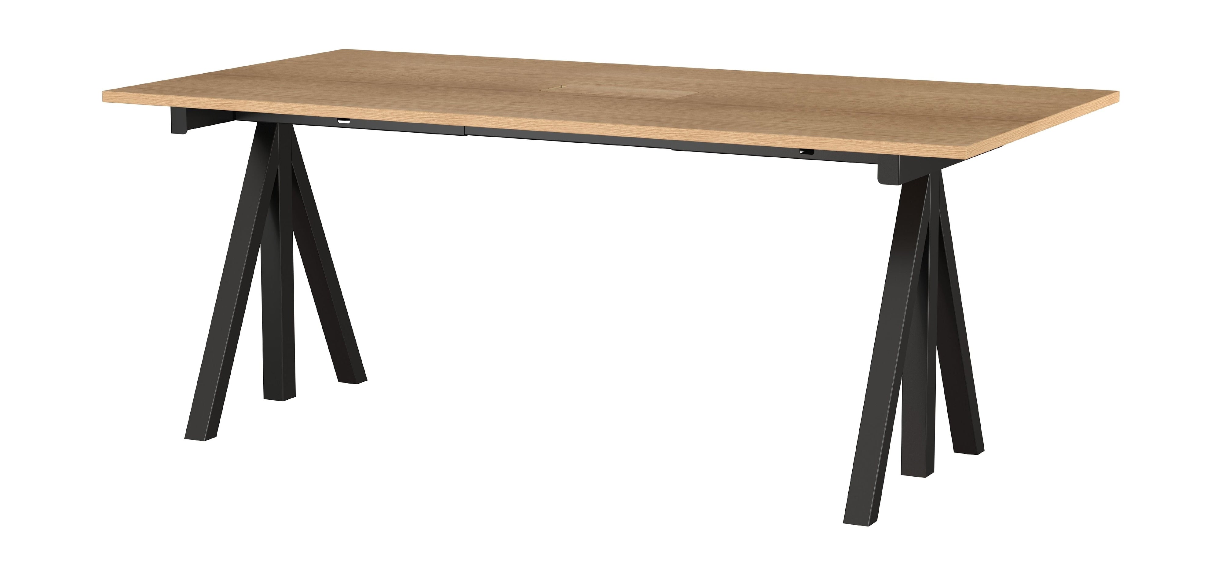 String Furniture Height Adjustable Work Table 90x180 Cm, Oak/Black
