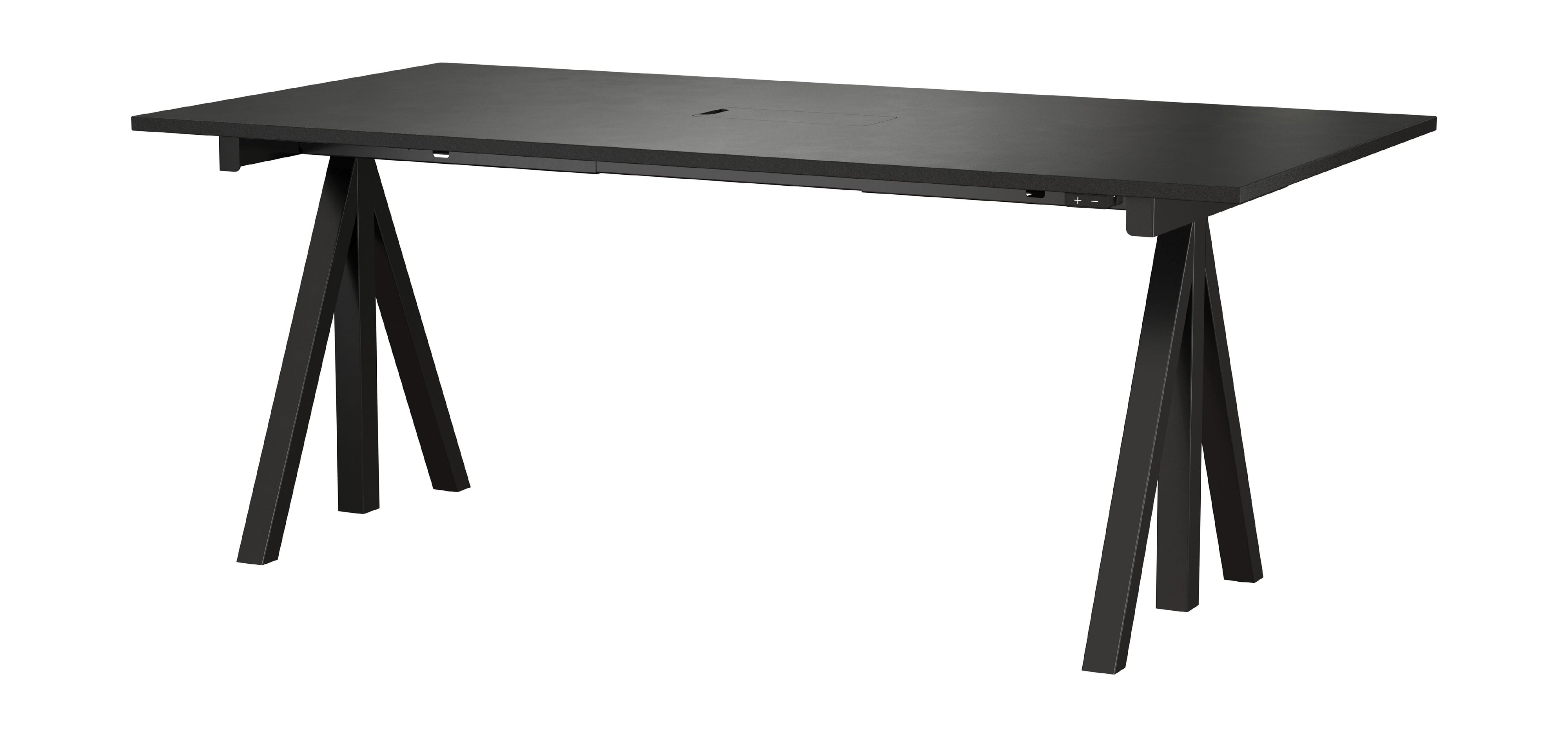 String Furniture Height Adjustable Work Table 90x180 Cm, Black/Black