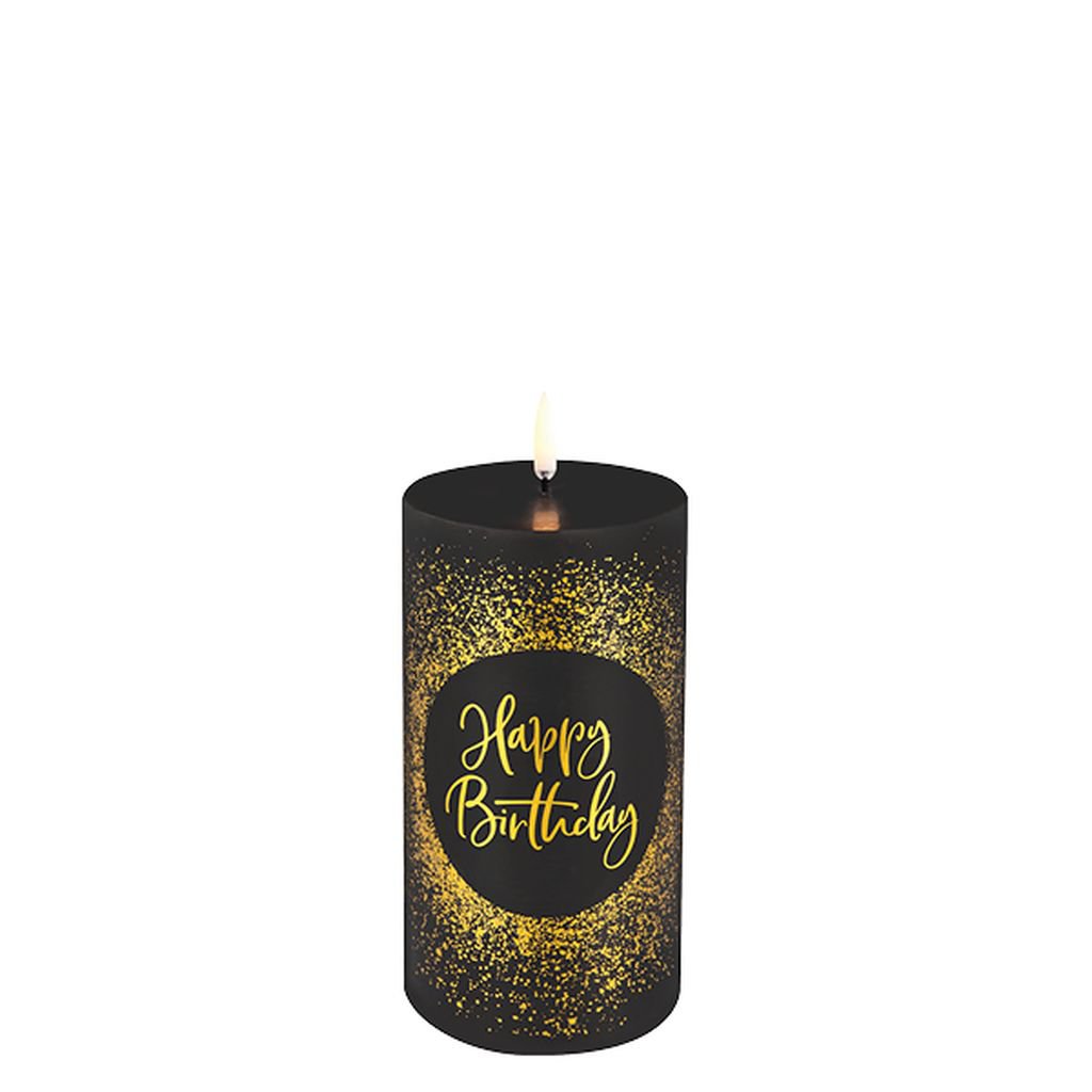Uyuni Lighting Led Pillar Birthday Candle H 15 Cm, Black