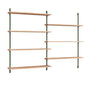 Moebe Wall Shelving Ws.115.2, Oak/Pine Green