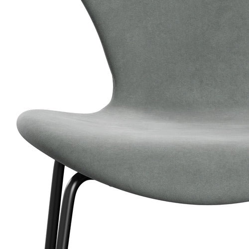 Fritz Hansen 3107 Chair Full Upholstery, Black/Belfast Velvet Seal Grey