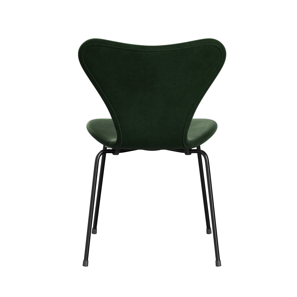 Fritz Hansen 3107 Chair Full Upholstery, Black/Belfast Velvet Forest Green