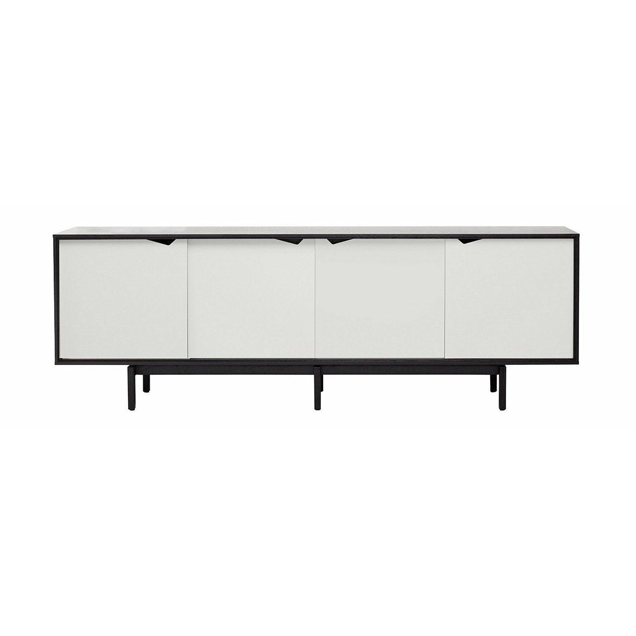 Andersen Furniture S1 Sideboard Schwarz, weiße Schubladen, 200cm