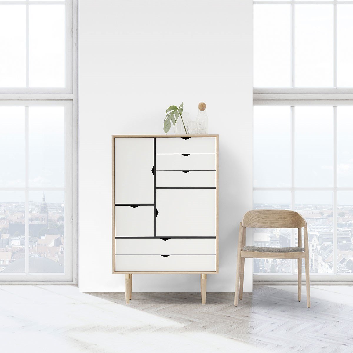 Andersen Furniture S5-Schrank Eiche geseift, weiße Front