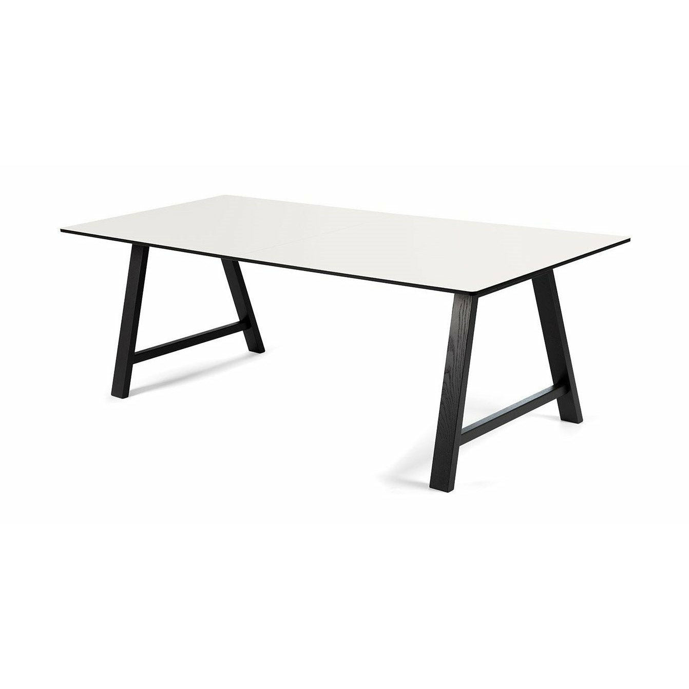 Andersen Furniture T1 Ausziehbarer Tisch, weißes Laminat, schwarzes Gestell, 160cm