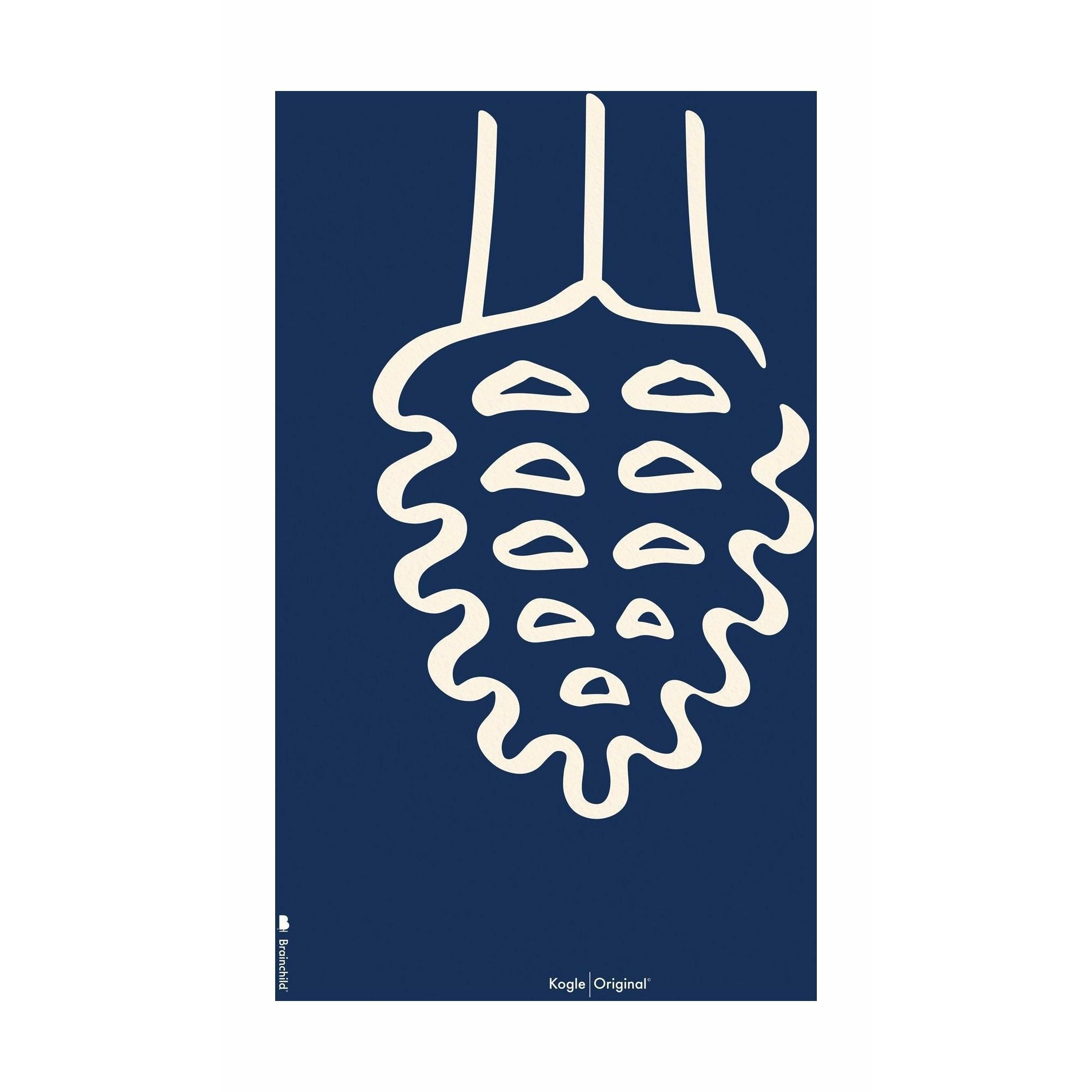 Brainchild Pine Cone Line Poster Without Frame 50 X70 Cm, Blue Background