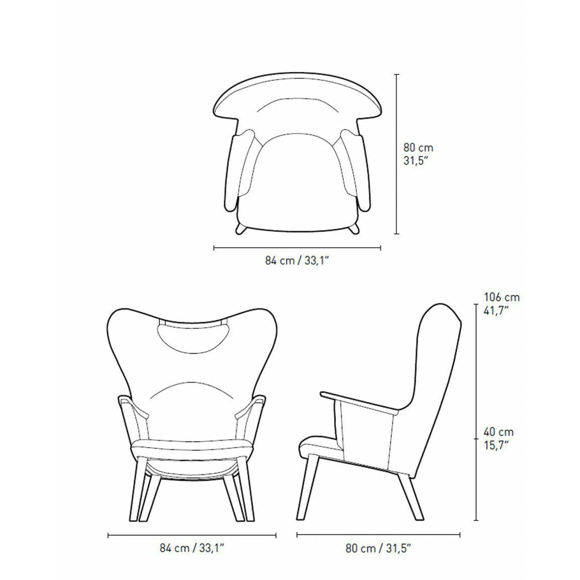 Carl Hansen Ch78 Mama Bear Lounge Chair, Eiche Öl/Grau Fiord 0151