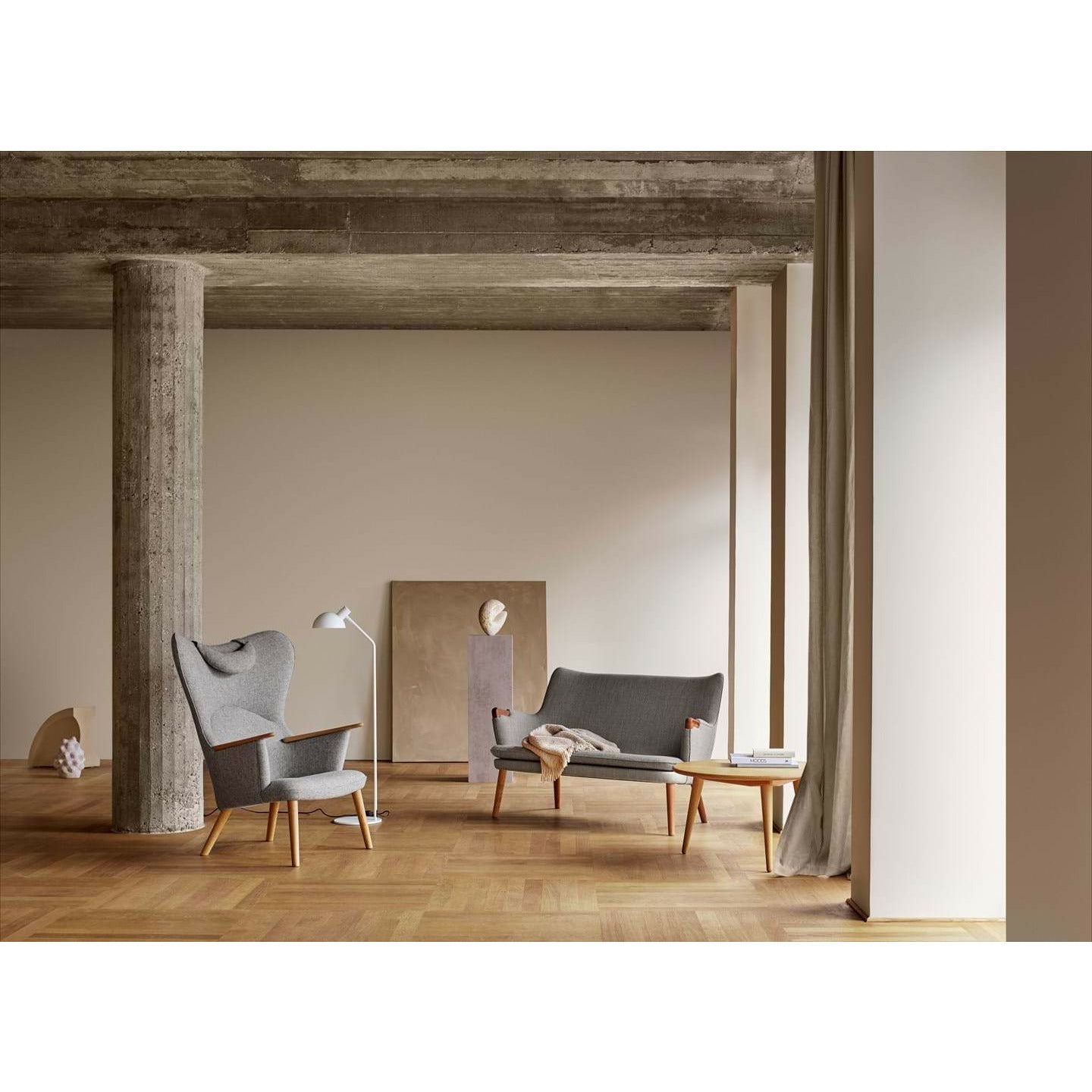 Carl Hansen Ch78 Mama Bear Lounge Chair, Eiche Öl/Grau Hallingdal 0130
