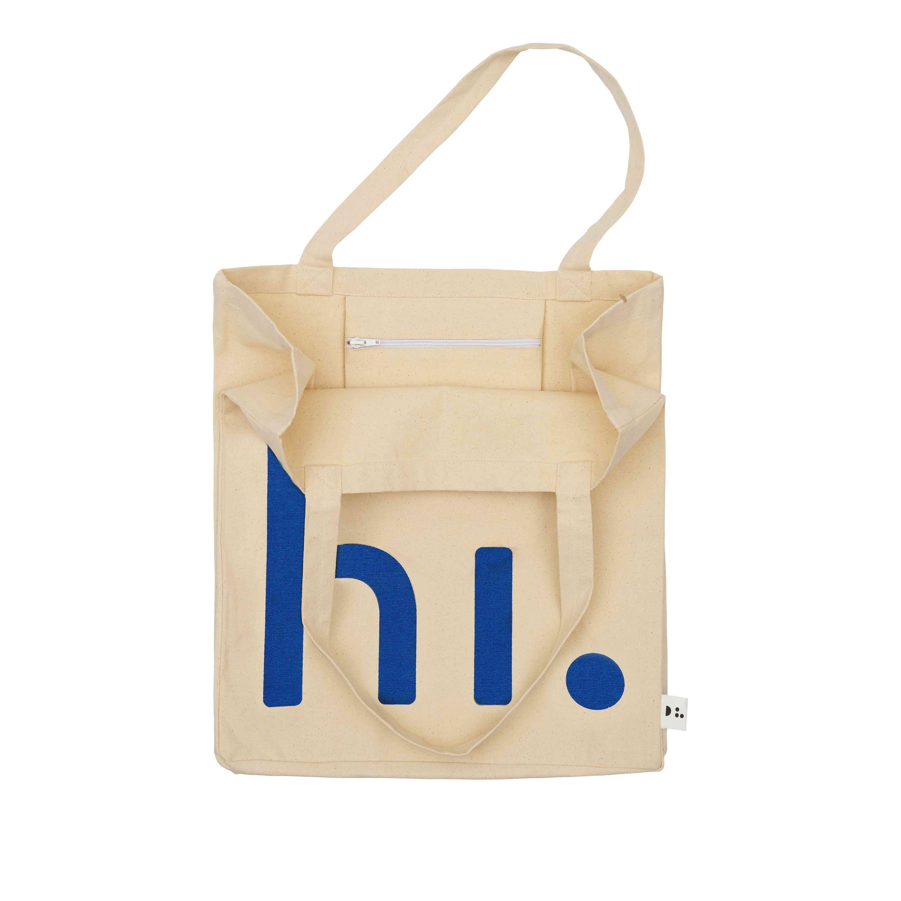 Design Letters Hi Travel Bag, Natural/Cobalt Blue