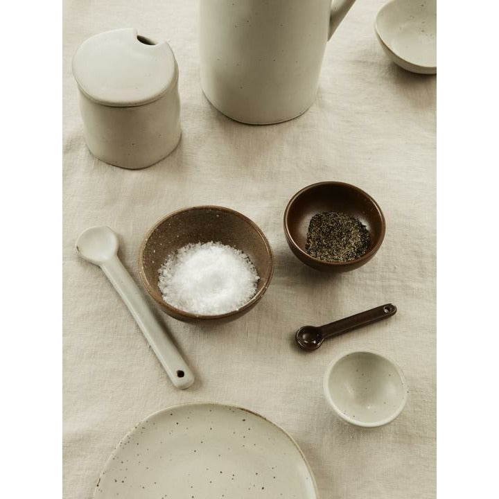 Ferm Living Flow Vessel With Serving Spoon, Off White Speckle