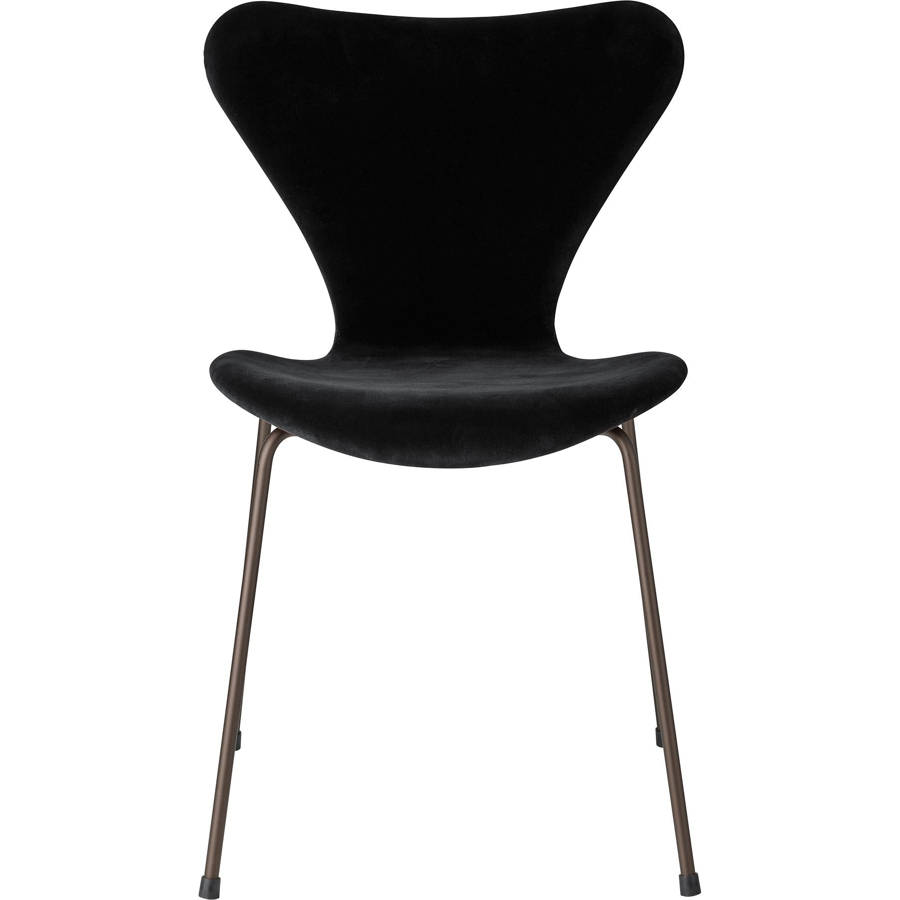 Fritz Hansen 3107 Chair Full Upholstery, Brown Bronze/Belfast Velvet Midnight Black