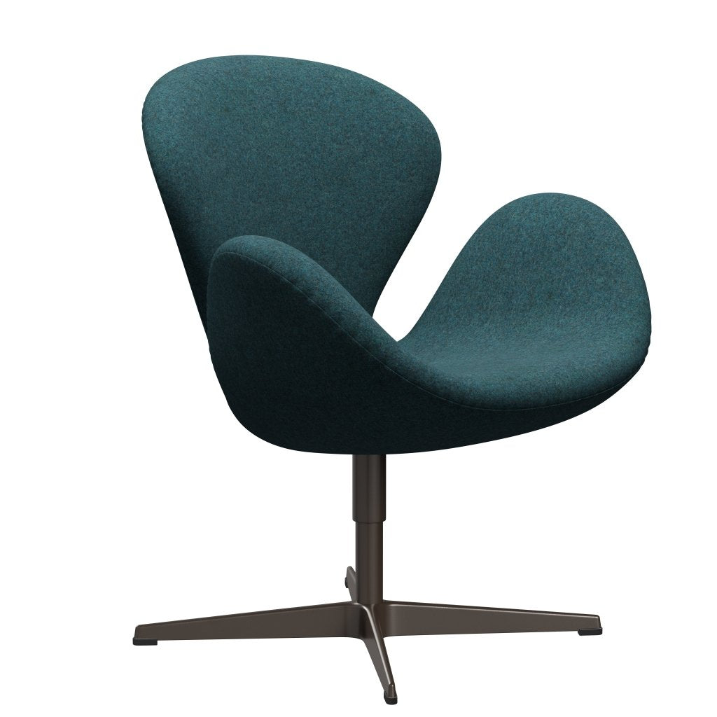Fritz Hansen Swan Lounge Stuhl, braune Bronze/Divina MD Turquoise Dunkelheit