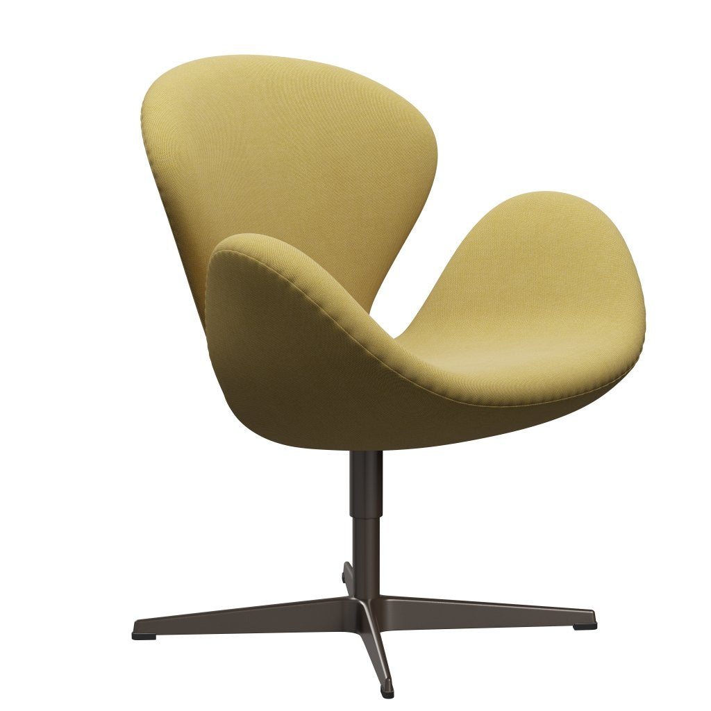 Fritz Hansen Swan Lounge Stuhl, braune Bronze/Rime Lime Grün/Weiß
