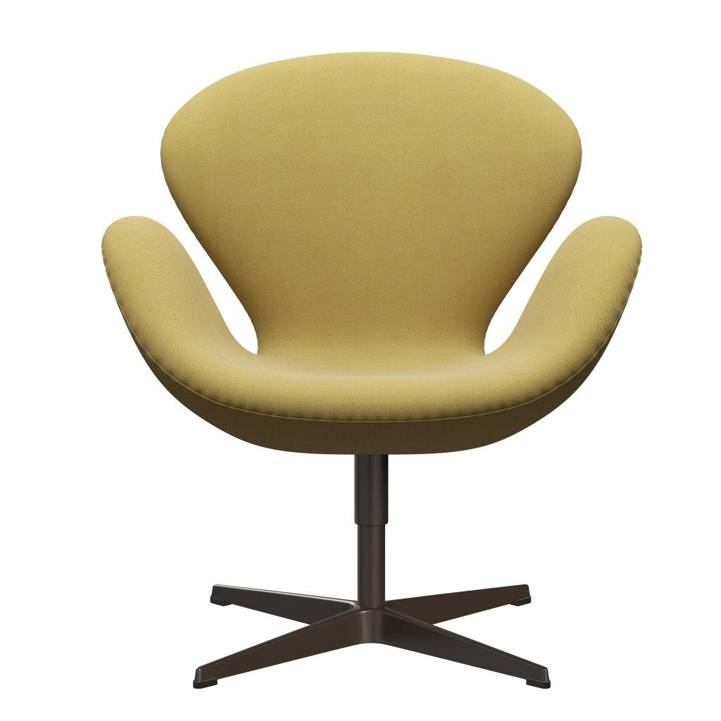 Fritz Hansen Swan Lounge Stuhl, braune Bronze/Rime Lime Grün/Weiß