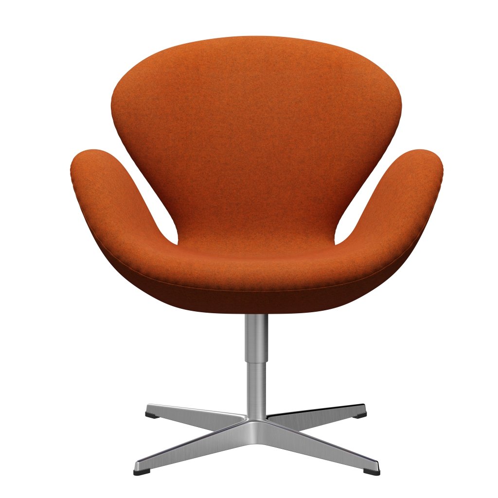 Fritz Hansen Swan Lounge Chair, Satin gebürstet Aluminium/Divina Melange Orange