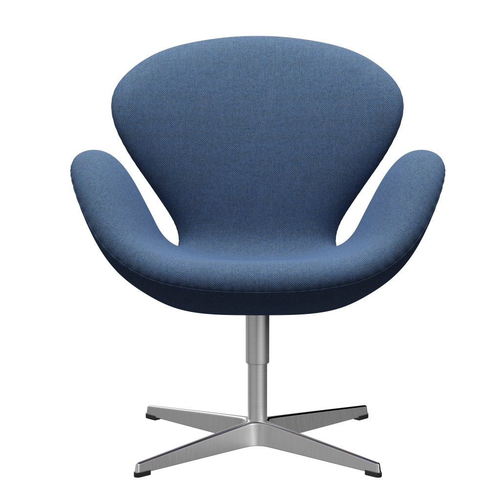 Fritz Hansen Swan Lounge Stuhl, Satin gebürstet Aluminium/Re Wolle Blau/Natural