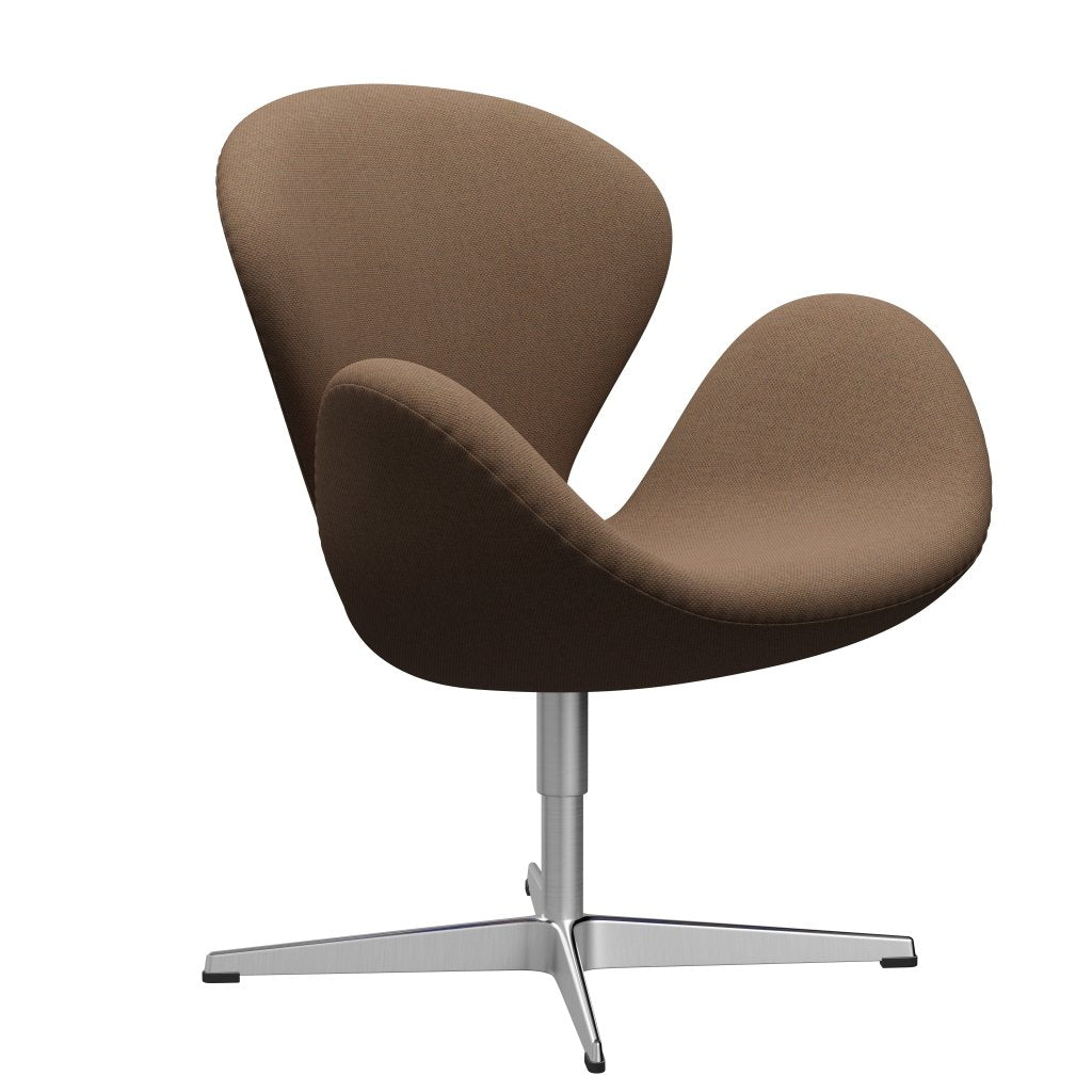 Fritz Hansen Swan Lounge Stuhl, satin gebürstetes Aluminium/Re Wolle braun/natürlich