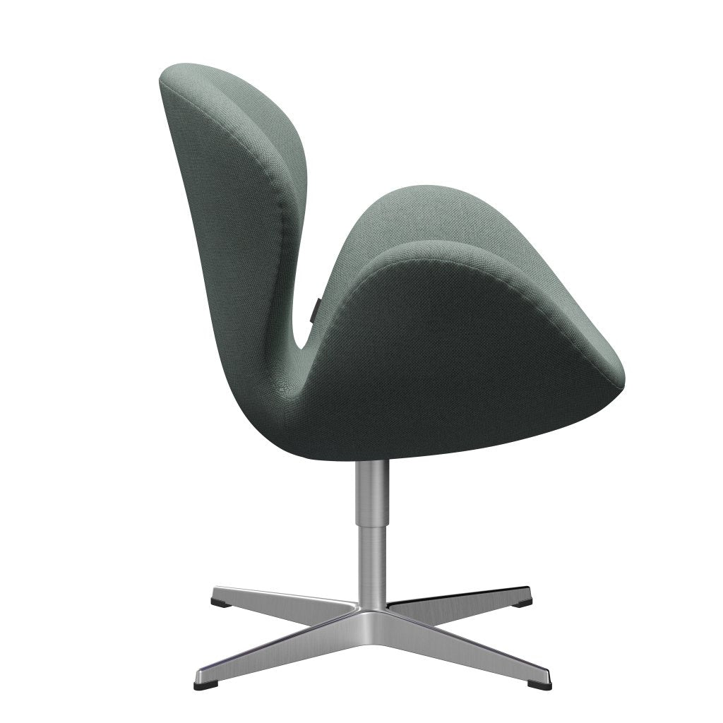 Fritz Hansen Swan Lounge Stuhl, satin gebürstete Aluminium/Re Wolllicht Aquamarin/natürlich