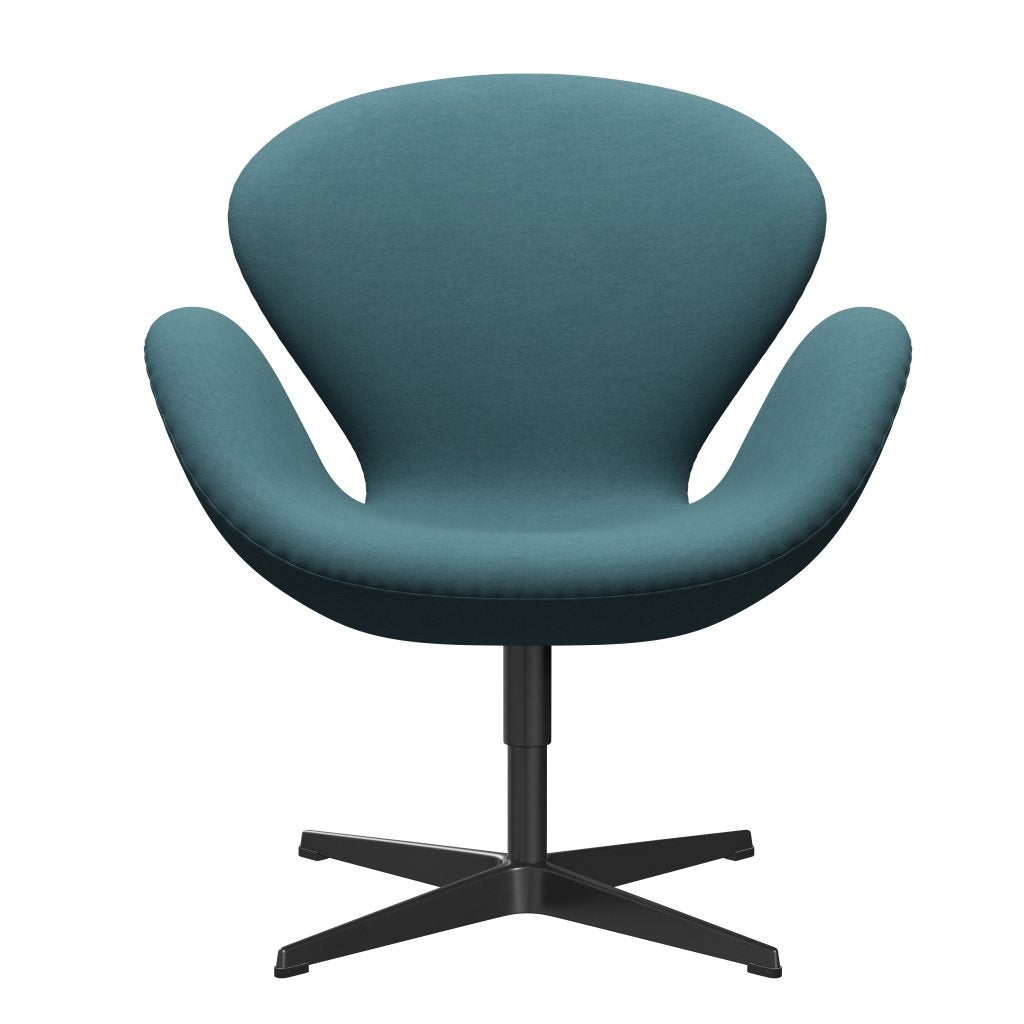 Fritz Hansen Swan Lounge Stuhl, schwarz lackiert/bequem hellgrau/blau