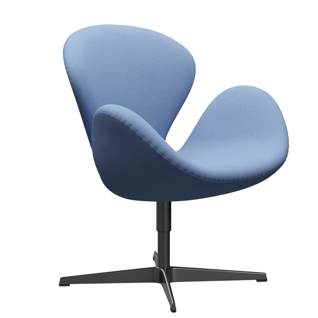 Fritz Hansen Swan Lounge Stuhl, schwarzer Lack/Komfort weiß/blau