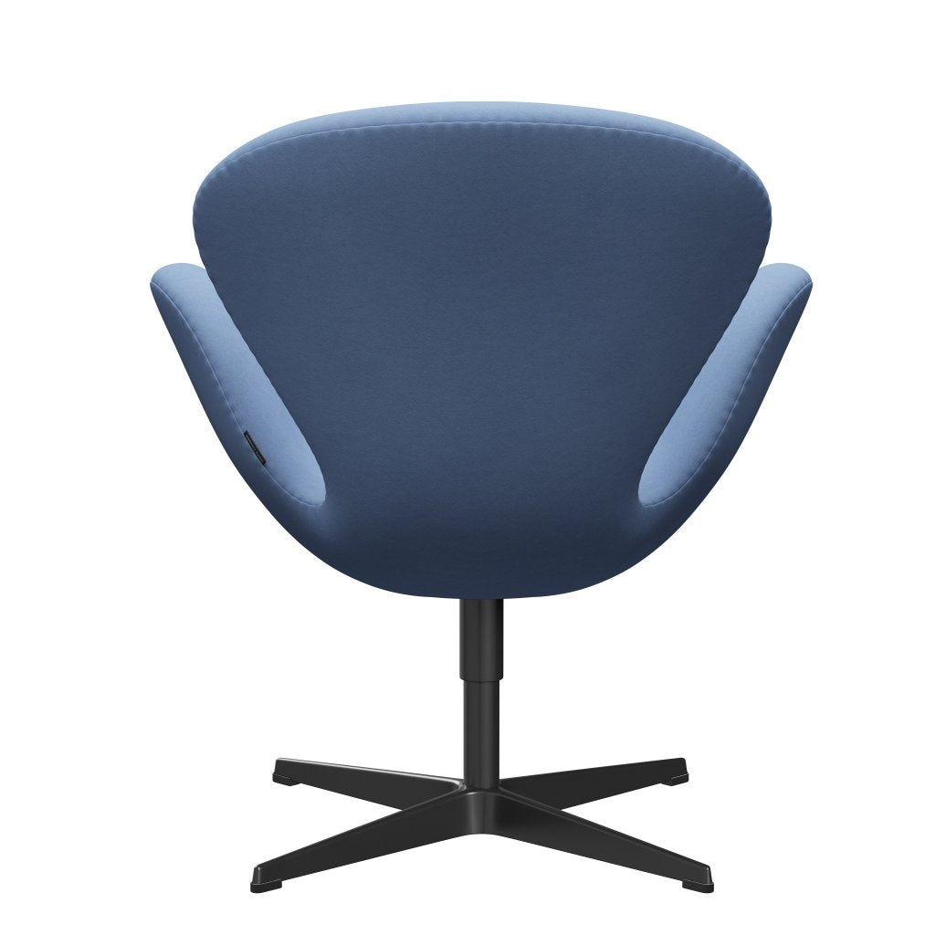 Fritz Hansen Swan Lounge Stuhl, schwarzer Lack/Komfort weiß/blau