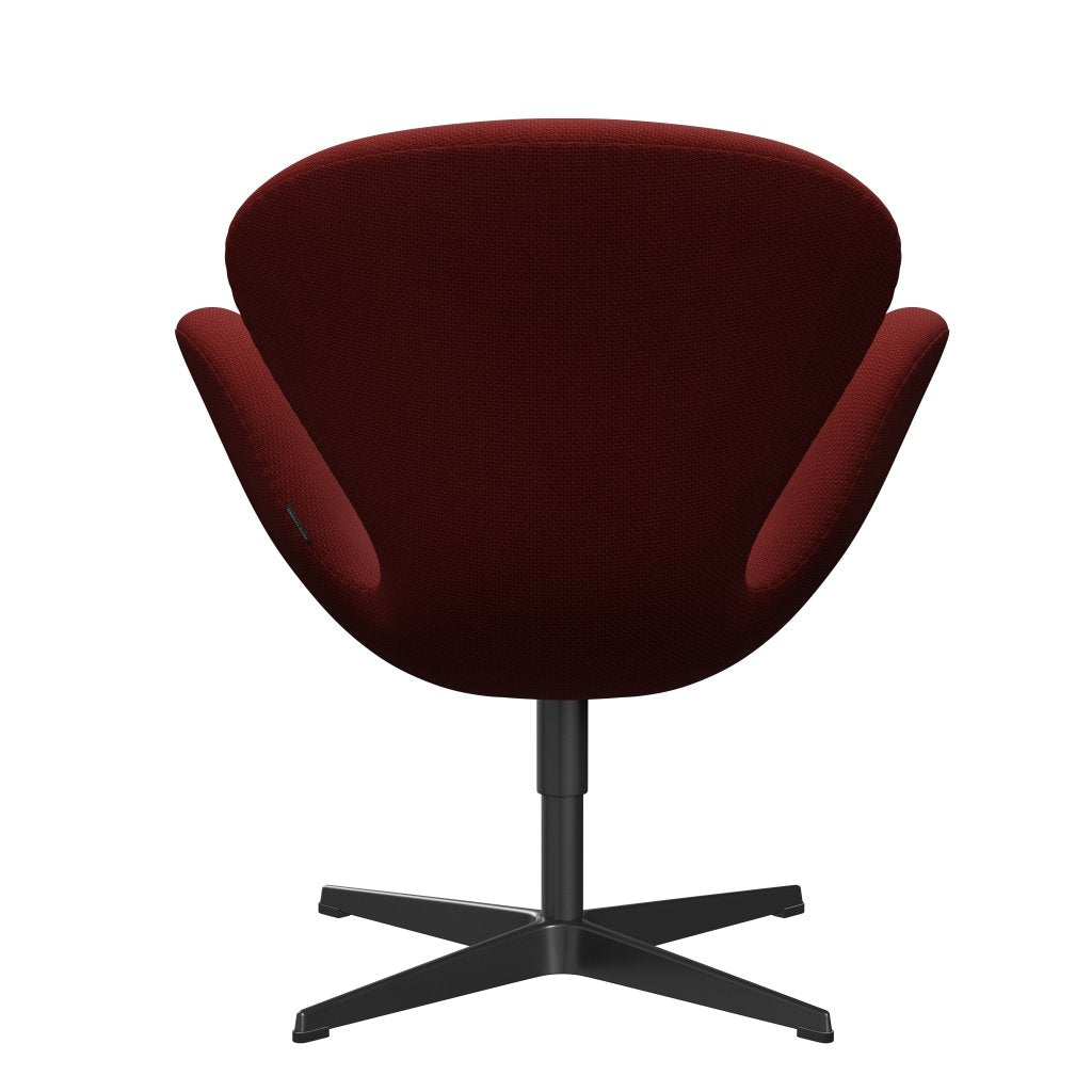 Fritz Hansen Swan Lounge Stuhl, schwarzer lackierter/Diablo -Wein rot
