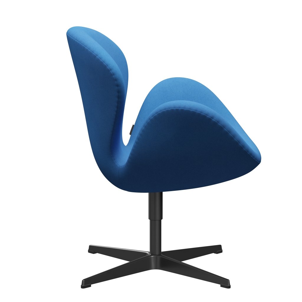 Fritz Hansen Swan Lounge Stuhl, schwarzer lackierter/Divina hellblau (742)