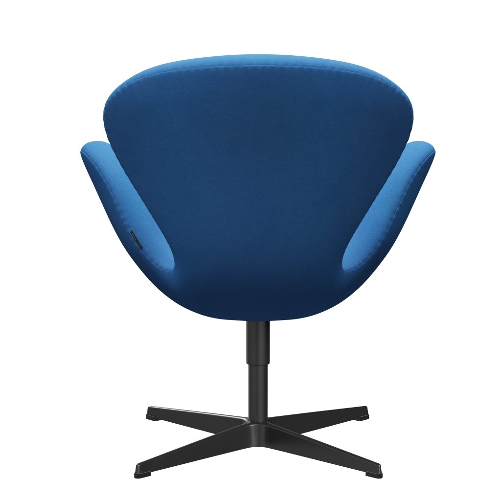 Fritz Hansen Swan Lounge Stuhl, schwarzer lackierter/Divina hellblau (742)