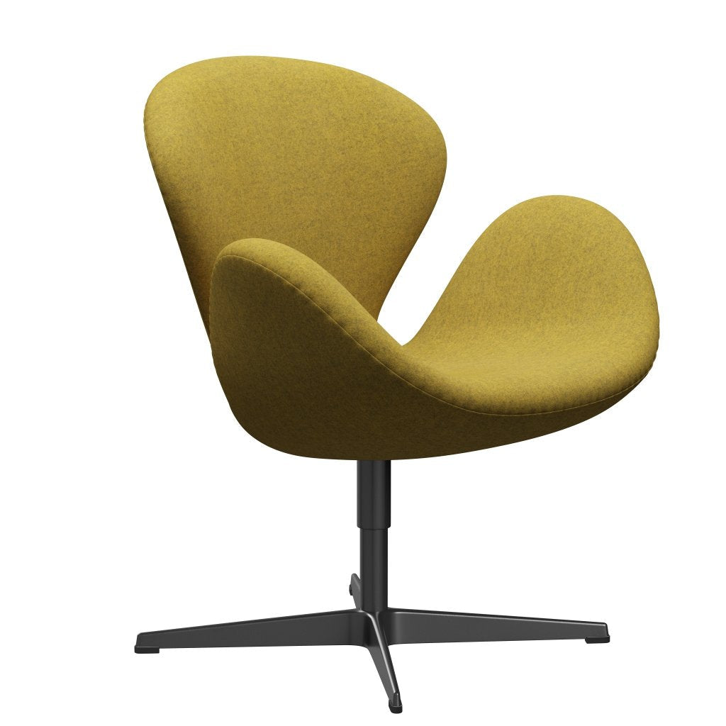 Fritz Hansen Swan Lounge Stuhl, schwarzer lackierter/Divina Melange Gelb