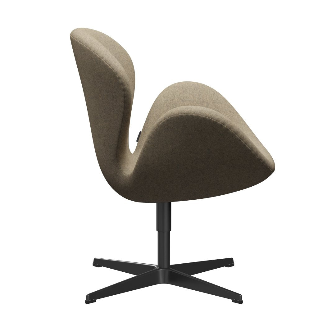Fritz Hansen Swan Lounge Chair, schwarzer lackierter/Divina Melange Grey Sand