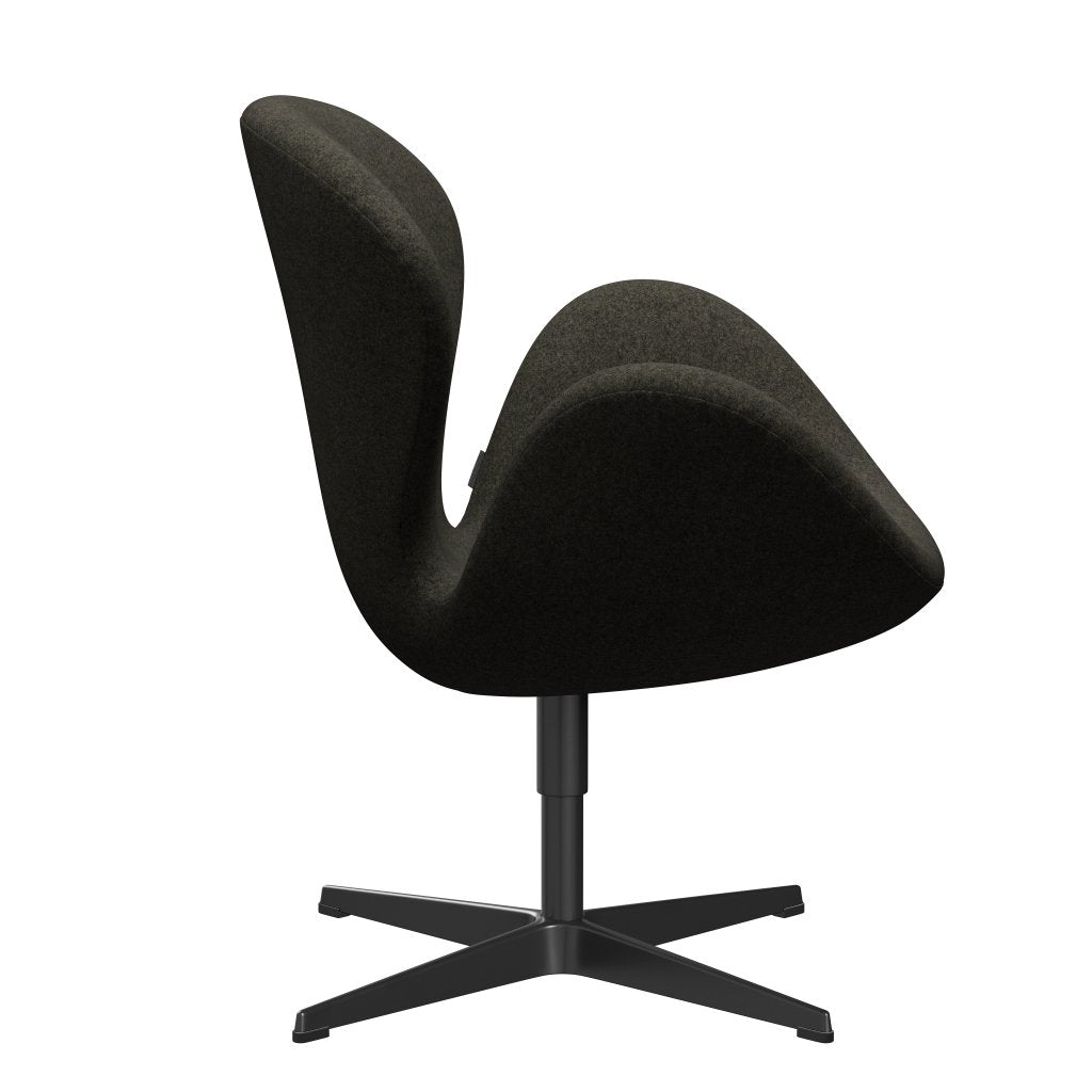 Fritz Hansen Swan Lounge Stuhl, schwarzer lackiertes/Divina Melange Grau Braun
