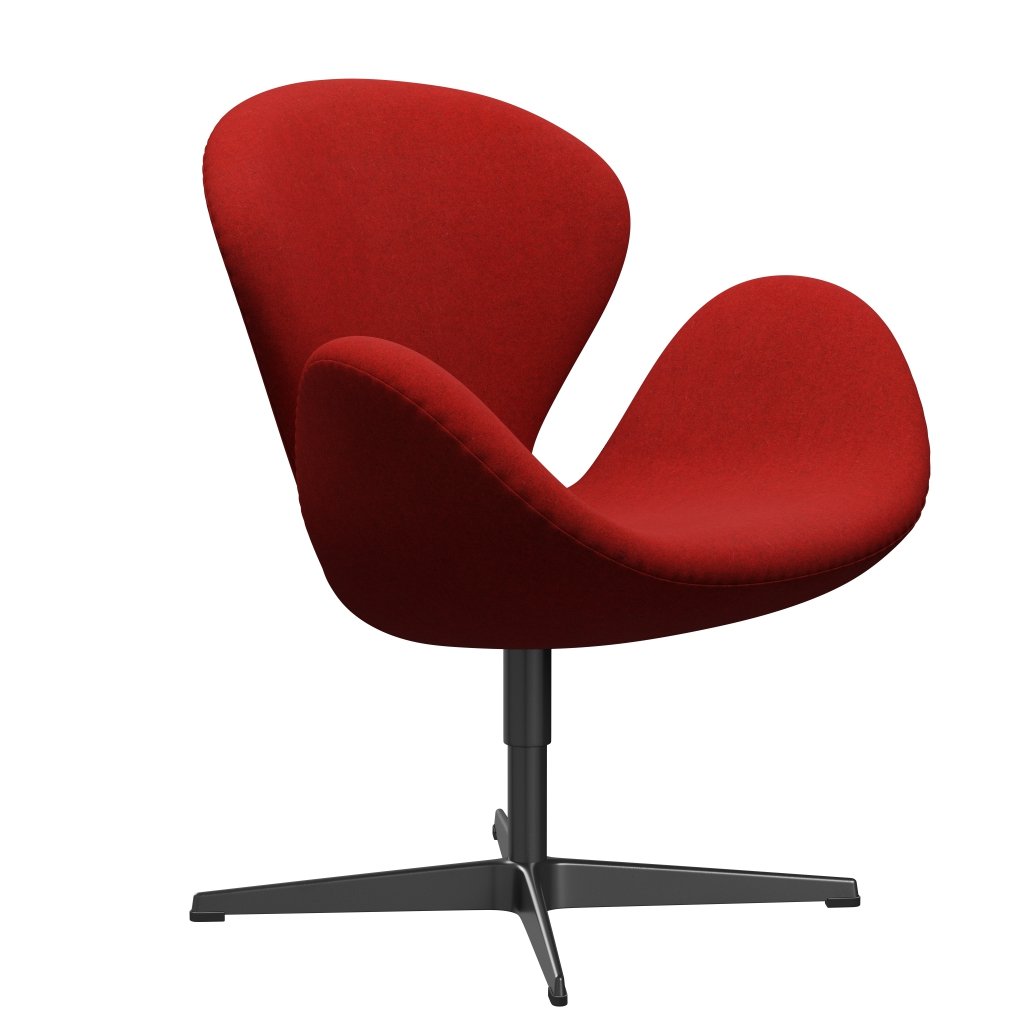 Fritz Hansen Swan Lounge Stuhl, schwarzer lackierter/Divina Melange Red rot