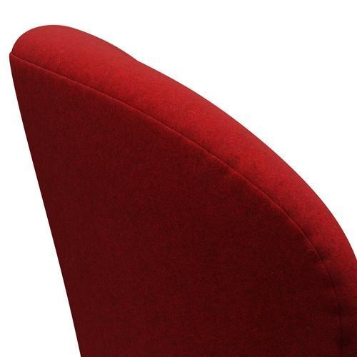 Fritz Hansen Swan Lounge Stuhl, schwarzer lackierter/Divina Melange Deep Red rot