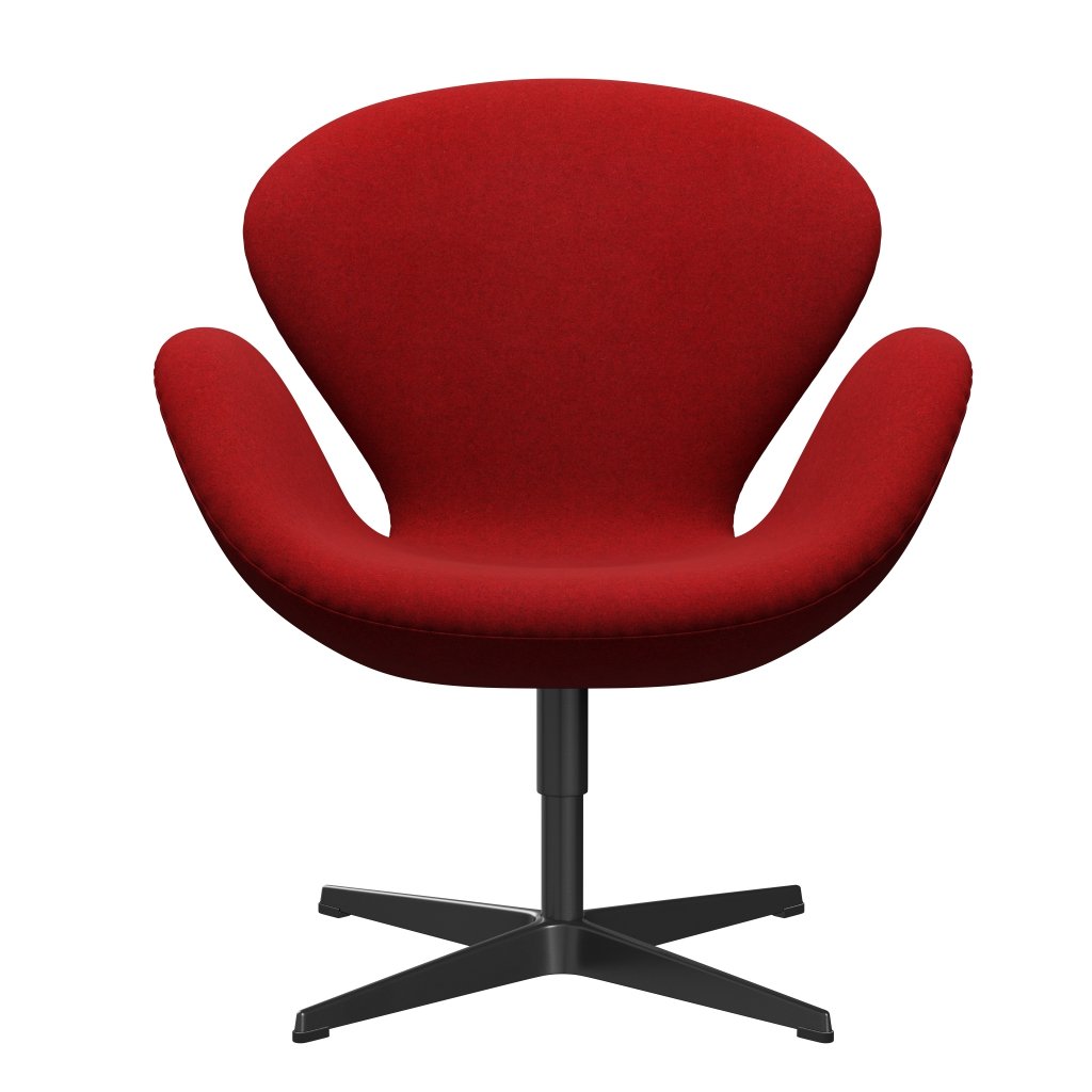 Fritz Hansen Swan Lounge Stuhl, schwarzer lackierter/Divina Melange Deep Red rot