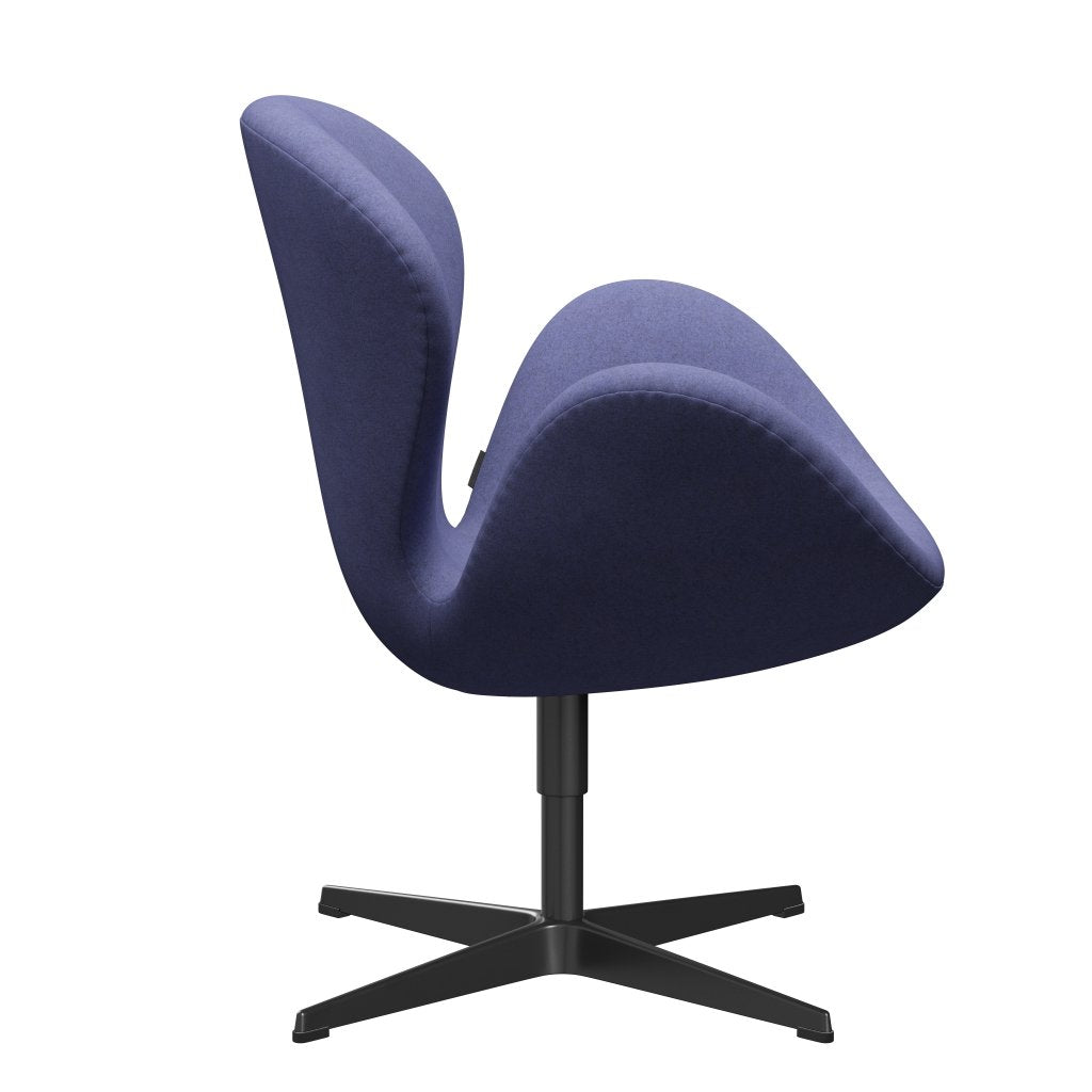 Fritz Hansen Swan Lounge Stuhl, schwarzer lackiertes/Divina Melange Violet Light