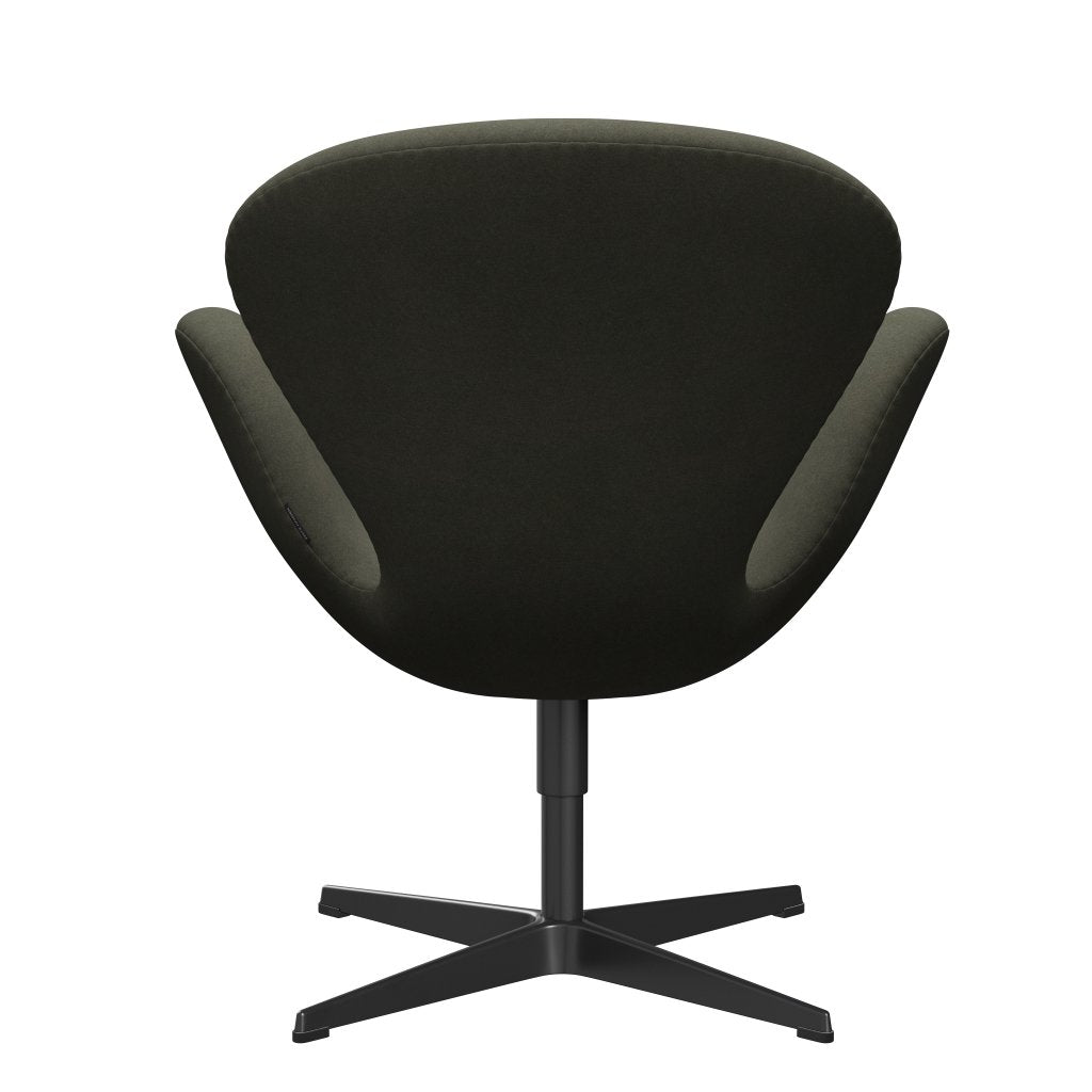 Fritz Hansen Swan Lounge Chair, Black Lacked/Divina Military Green