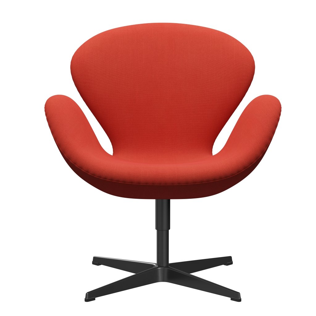 Fritz Hansen Swan Lounge Stuhl, schwarzer lackiert/stahlkutschisch rot