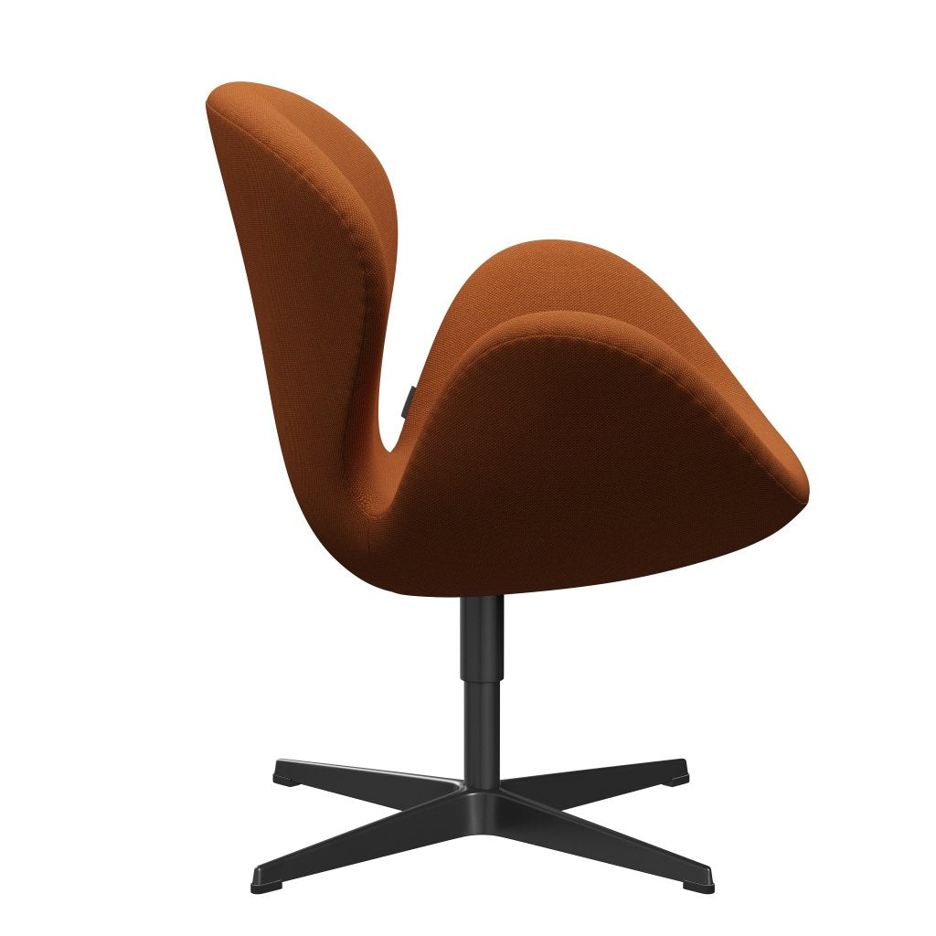 Fritz Hansen Swan Lounge Chair, Black Lacked/Steelcut Trio Burnt Orange
