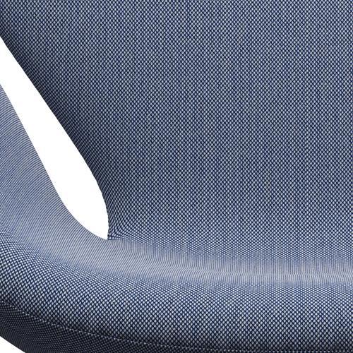 Fritz Hansen Swan Lounge Stuhl, schwarzer lackierter/Steelcut -Trio weiß/blau