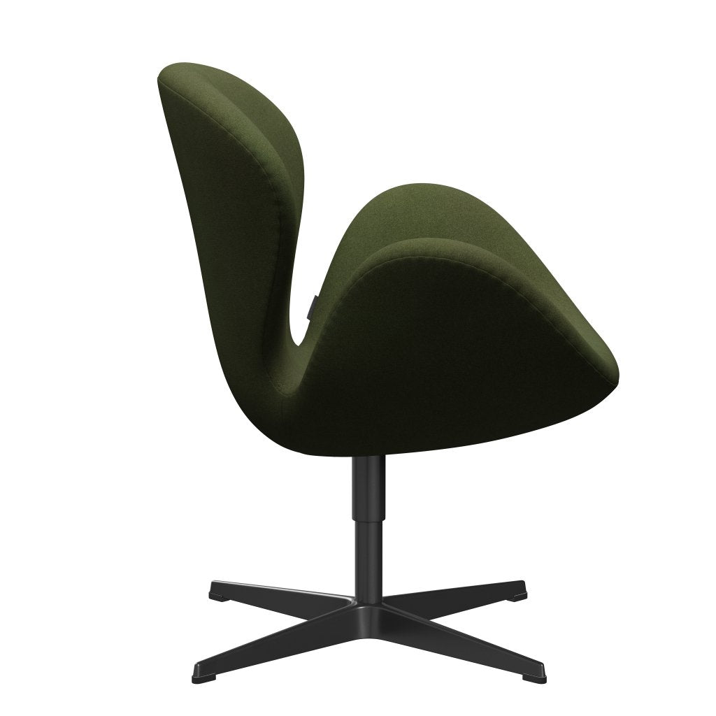 Fritz Hansen Swan Lounge Chair, Black Lacked/Tonus Military Green