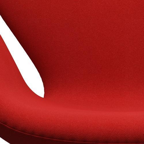 Fritz Hansen Swan Lounge Stuhl, schwarzer lackierter/tonus orange/rot